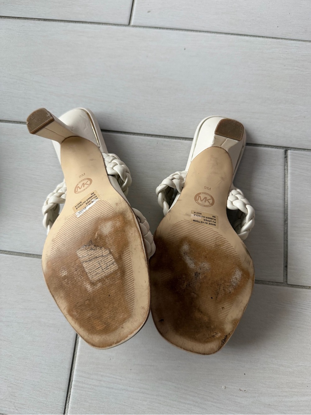 Michael Kors Braided Double-Strap Slide Sandals in Cream - Picture 5 of 5